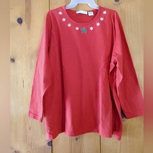 Victoria Jones Woman Embroidered Knit Holiday Top